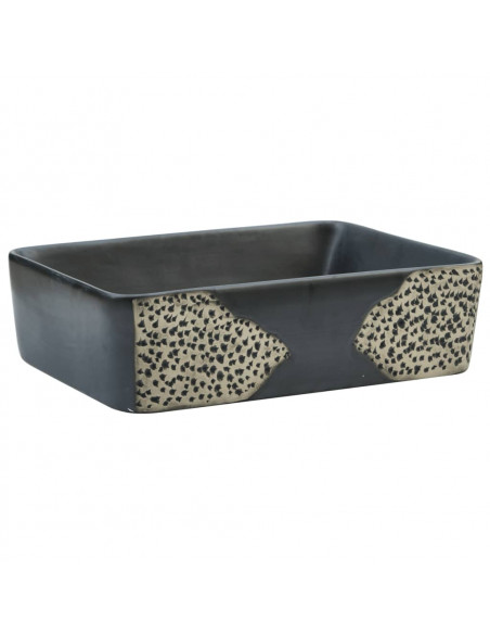 Lavabo da Appoggio Nero Rettangolare 46x35,5x13 cm Ceramica