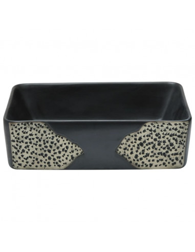 Lavabo da Appoggio Nero Rettangolare 46x35,5x13 cm Ceramica