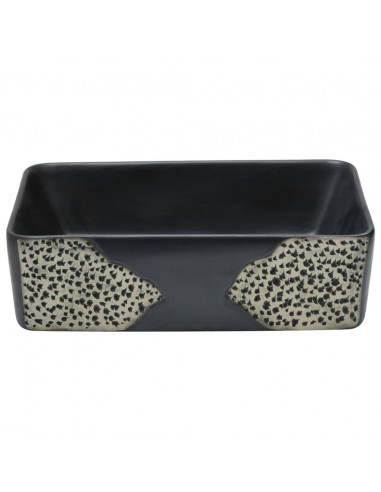 Lavabo da Appoggio Nero Rettangolare 46x35,5x13 cm Ceramica
