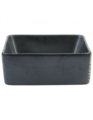 Lavabo da Appoggio Nero Rettangolare 46x35,5x13 cm Ceramica