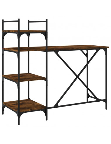 Scrivania per Computer con Scaffali Rovere Fumo 120x47x109 cm