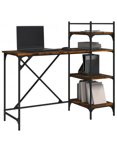 Scrivania per Computer con Scaffali Rovere Fumo 120x47x109 cm