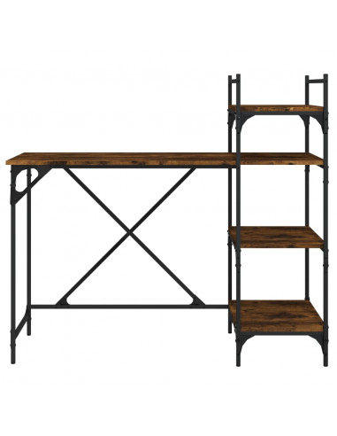 Scrivania per Computer con Scaffali Rovere Fumo 120x47x109 cm