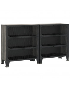 Armadi Portaoggetti 2 pz Grigi 72x36x82 cm Metallo e MDF 2