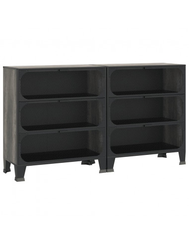 Armadi Portaoggetti 2 pz Grigi 72x36x82 cm Metallo e MDF