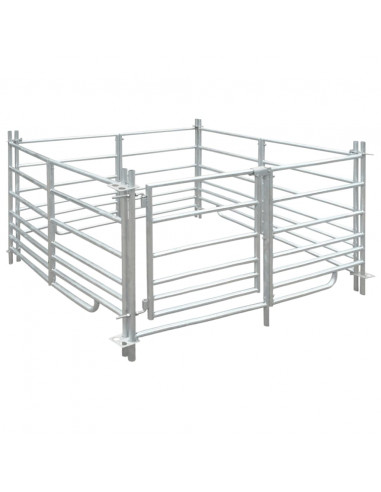Box per Pecore in Acciaio Zincato a 4 Pannelli 137x137x92 cm