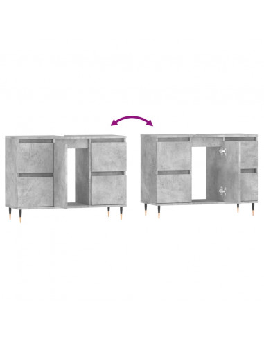 Armadietto da Bagno Grigio Cemento 80x33x60cm Legno Multistrato