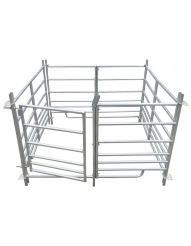 Box per Pecore in Acciaio Zincato a 4 Pannelli 137x137x92 cm
