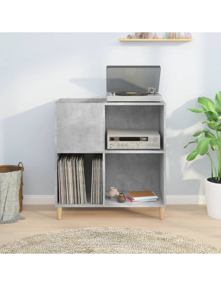 Mobile Porta Dischi Grigio Cemento 84,5x38x89 Legno Multistrato