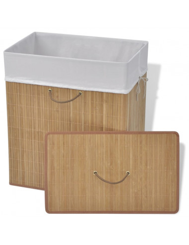 Cesto Portabiancheria in Bambù Rettangolare Colore Naturale