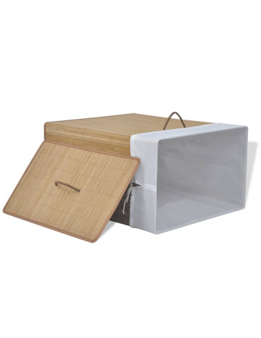 Cesto Portabiancheria in Bambù Rettangolare Colore Naturale