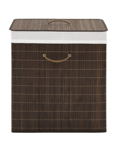 Cesto Portabiancheria in Bambù Rettangolare Marrone Scuro