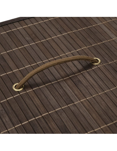 Cesto Portabiancheria in Bambù Rettangolare Marrone Scuro