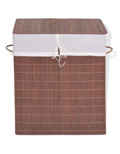 Cesto Portabiancheria in Bambù Rettangolare Marrone