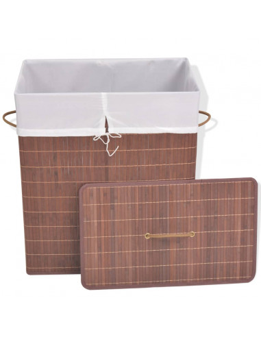 Cesto Portabiancheria in Bambù Rettangolare Marrone