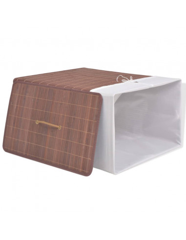 Cesto Portabiancheria in Bambù Rettangolare Marrone