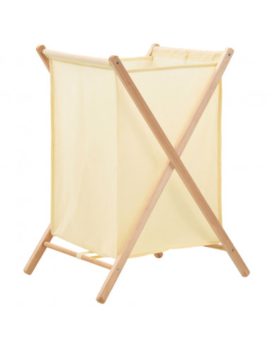 Portabiancheria in Legno di Cedro e Tessuto Beige 42x41x64 cm