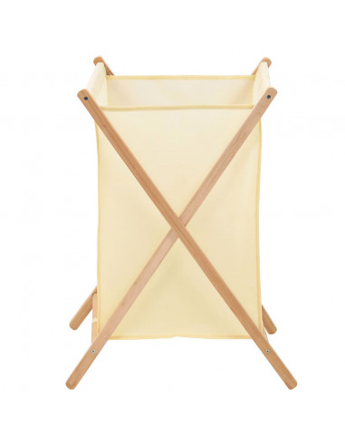 Portabiancheria in Legno di Cedro e Tessuto Beige 42x41x64 cm