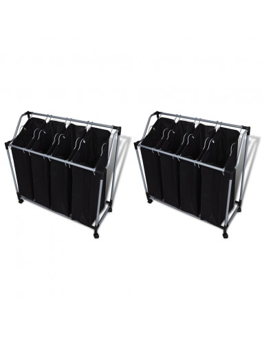 Portabiancheria 2 pz Nero e Grigio