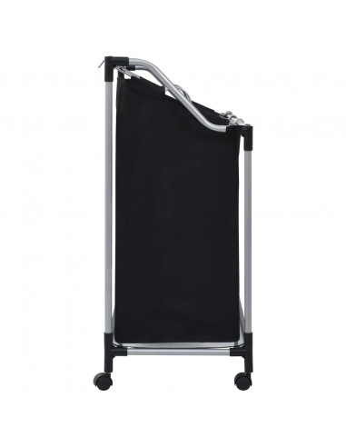 Portabiancheria con 3 Sacchi in Acciaio Nero