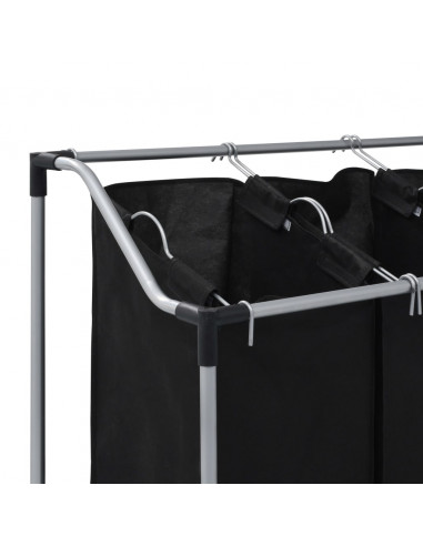 Portabiancheria con 3 Sacchi in Acciaio Nero