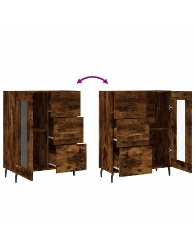 Credenza Rovere Fumo 69,5x34x90 cm in Legno Multistrato