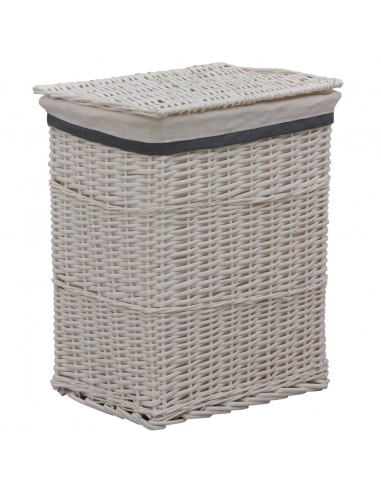 Cesto della Biancheria Bianco in Salice