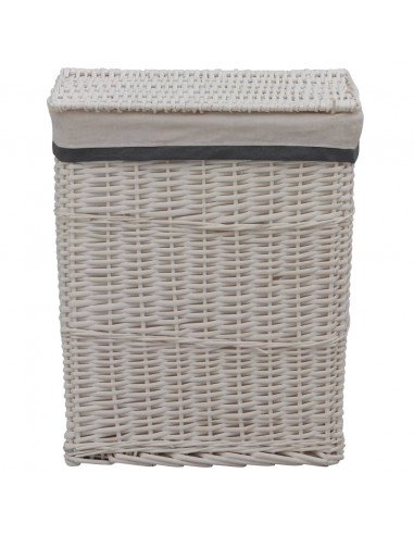 Cesto della Biancheria Bianco in Salice