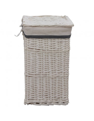 Cesto della Biancheria Bianco in Salice