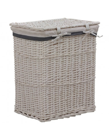 Cesto della Biancheria Bianco in Salice