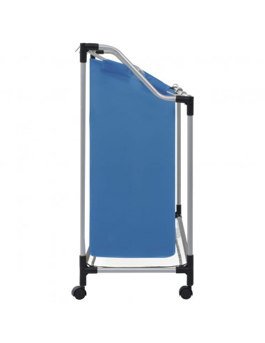 Portabiancheria con 3 Scomparti in Acciaio Blu