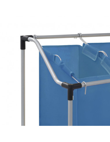 Portabiancheria con 3 Scomparti in Acciaio Blu