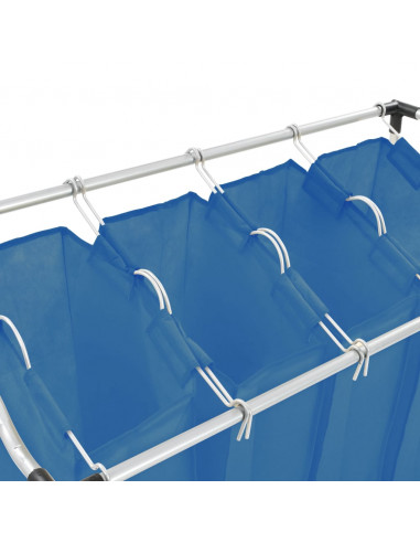 Portabiancheria con 4 Scomparti in Acciaio Blu