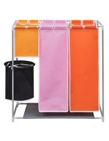 Portabiancheria a 3 Sezioni 2 pz con 1 Cestino Lavaggio