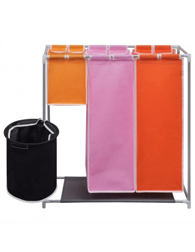 Portabiancheria a 3 Sezioni 2 pz con 1 Cestino Lavaggio