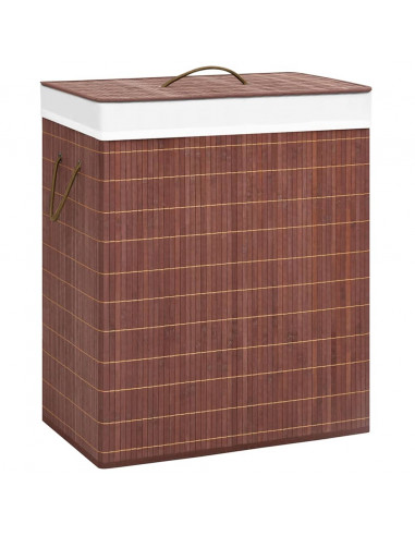 Cesto Portabiancheria in Bambù a 2 Sezioni Marrone 100 L