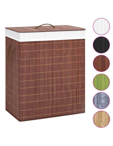 Cesto Portabiancheria in Bambù a 2 Sezioni Marrone 100 L