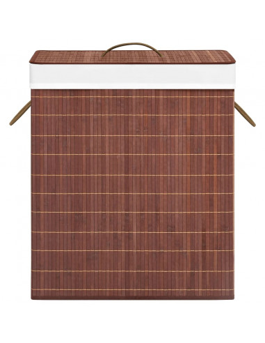 Cesto Portabiancheria in Bambù a 2 Sezioni Marrone 100 L