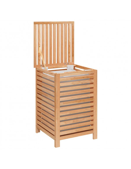 Cesto del Bucato 45x45x65 cm Legno Massello di Noce