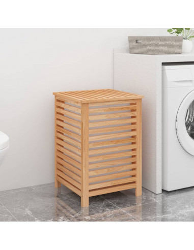 Cesto del Bucato 45x45x65 cm Legno Massello di Noce