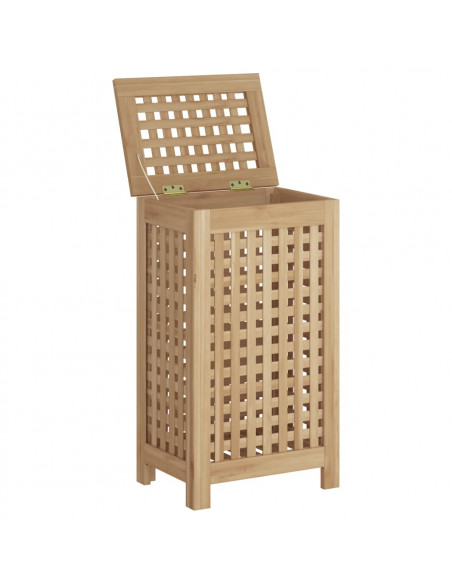 Cesto del Bucato 35x25x60 cm in Legno Massello di Teak
