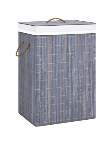 Cesto Portabiancheria in Bambù a Sezione Singola Grigio