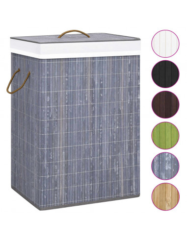 Cesto Portabiancheria in Bambù a Sezione Singola Grigio