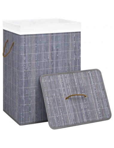 Cesto Portabiancheria in Bambù a Sezione Singola Grigio