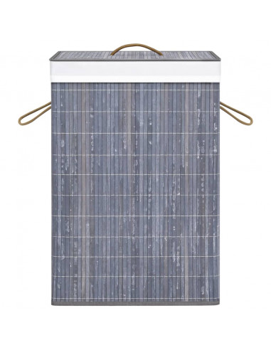 Cesto Portabiancheria in Bambù a Sezione Singola Grigio
