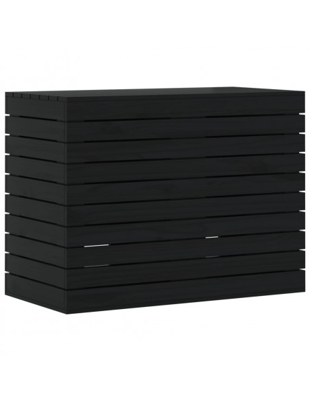 Cesto per Bucato Nero 88,5x44x66 cm Legno Massello Pino