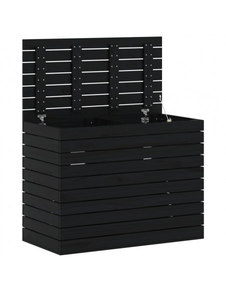 Cesto per Bucato Nero 88,5x44x66 cm Legno Massello Pino