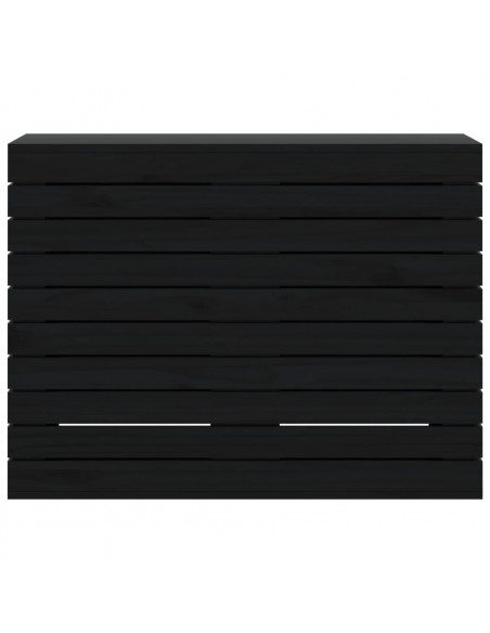 Cesto per Bucato Nero 88,5x44x66 cm Legno Massello Pino