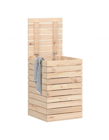 Cesto per Bucato 44x44x66 cm Legno Massello Pino