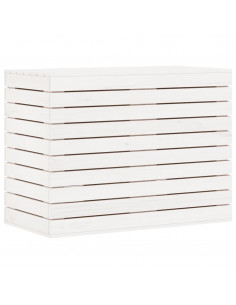 Cesto per Bucato Bianco 88,5x44x66 cm Legno Massello Pino 2